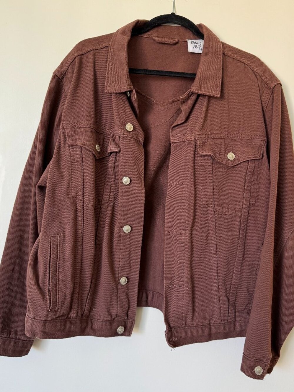 Princess Polly Oversized Brown Wash Denim Jacket Size S/M